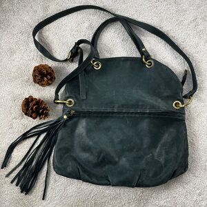 Italian leather Elegant green shoulder and hand  Bag